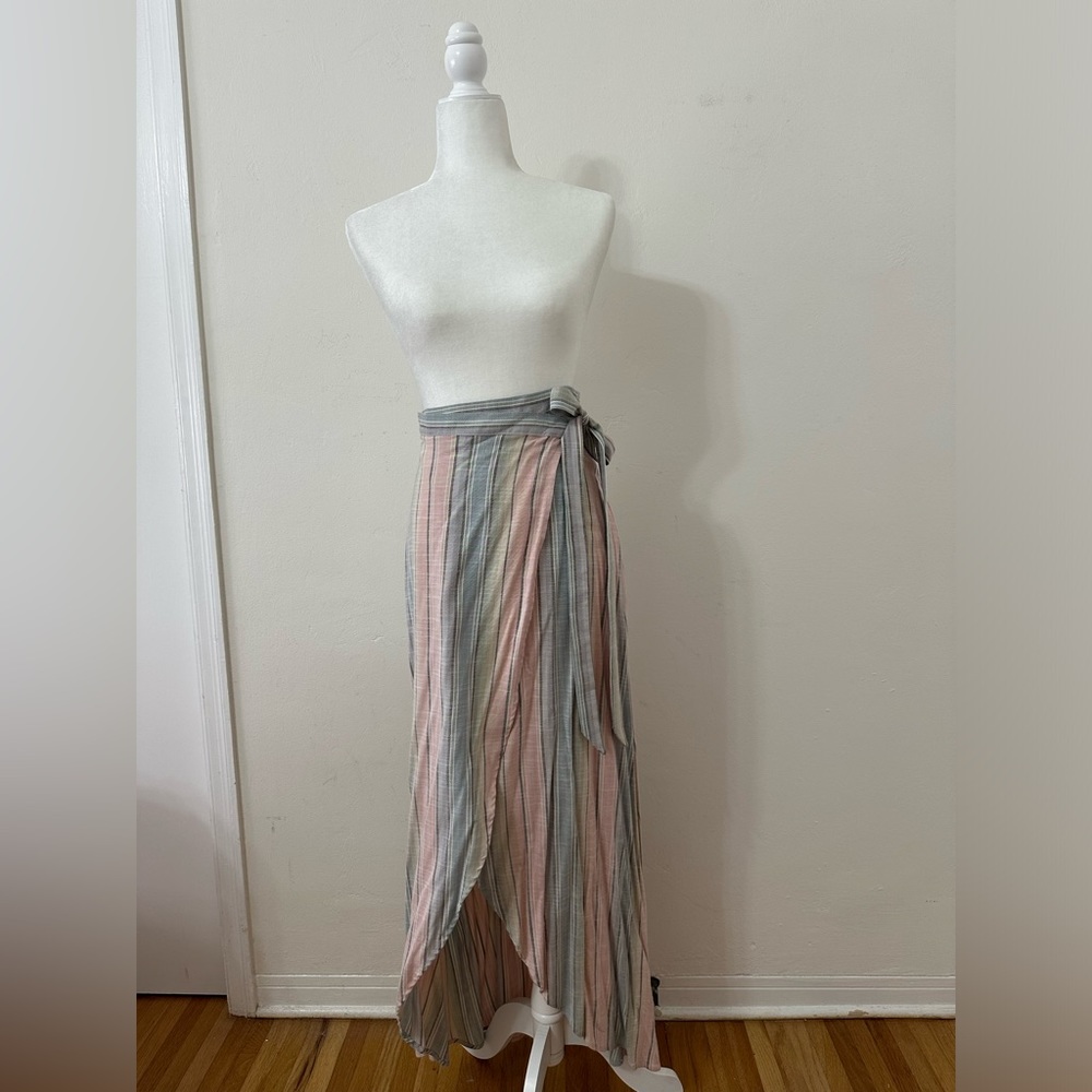 New With Tags NWT Show Me Your Mumu Wrap Maxi Skirt Rainbow Stripes